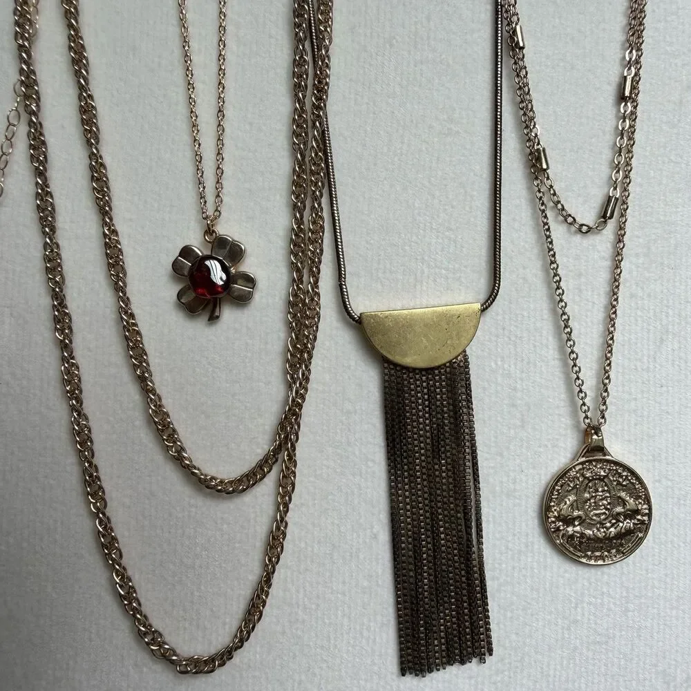 Gold Tone Jewelry Lot Vintage -Now Costume Necklaces Cuff Bracelet Earring Rings